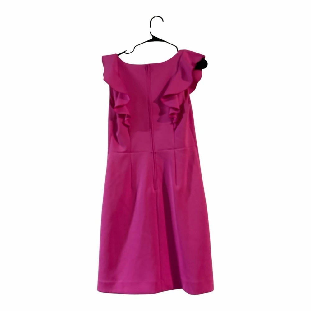 Lilly Pulitzer Sicily Shift Dress in Mandevilla Pink Ruffle Sleeve V-Neck Size 8 - Picture 6 of 7